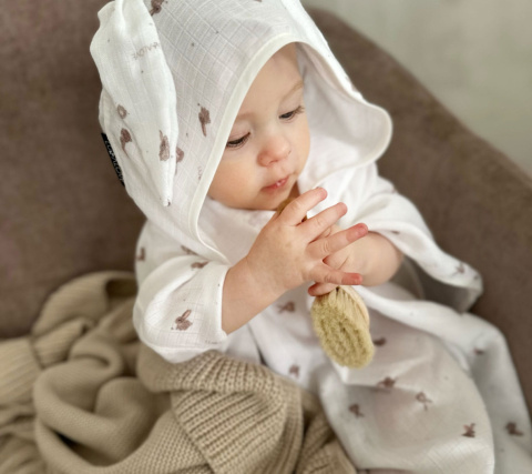 Miękka szczotka z włosia koziego z myjką króliki Lullalove Miękka szczotka z włosia koziego z myjką króliki Lullalove